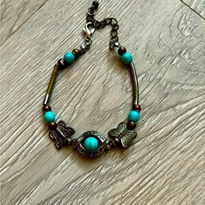Y2K Butterfly 🦋 Turquoise Bead bracelet